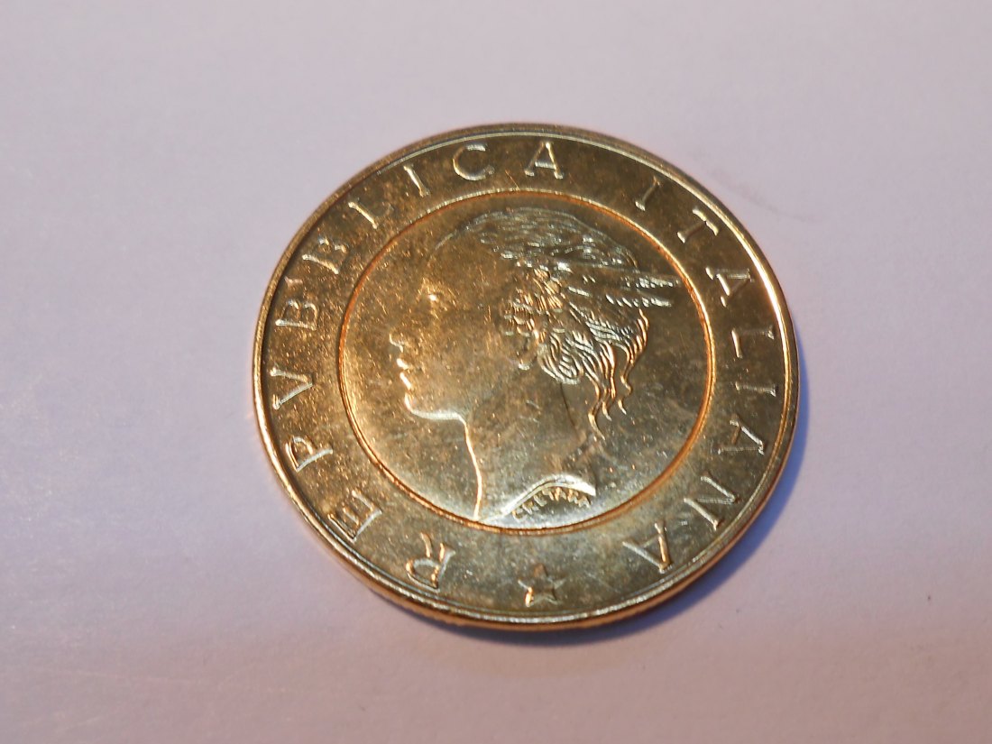  6.Italien 500 Lire 1998 R, KM# 198 Gedenkmünze vergoldet   
