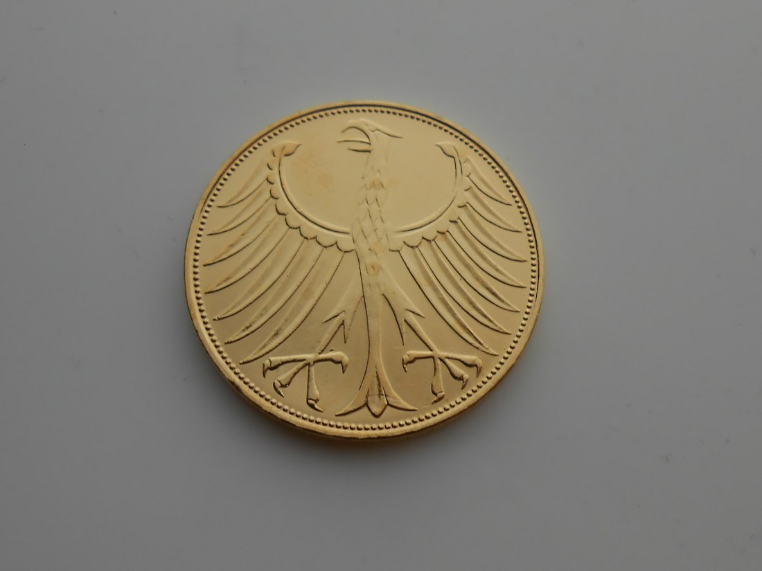  30.BRD 5 DM 1974 D Silberadler vergoldet   