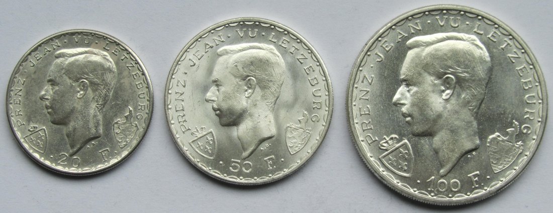  Luxemburg: Lot aus drei Silbermünzen, zusammen 38,4 g Feinsilber   