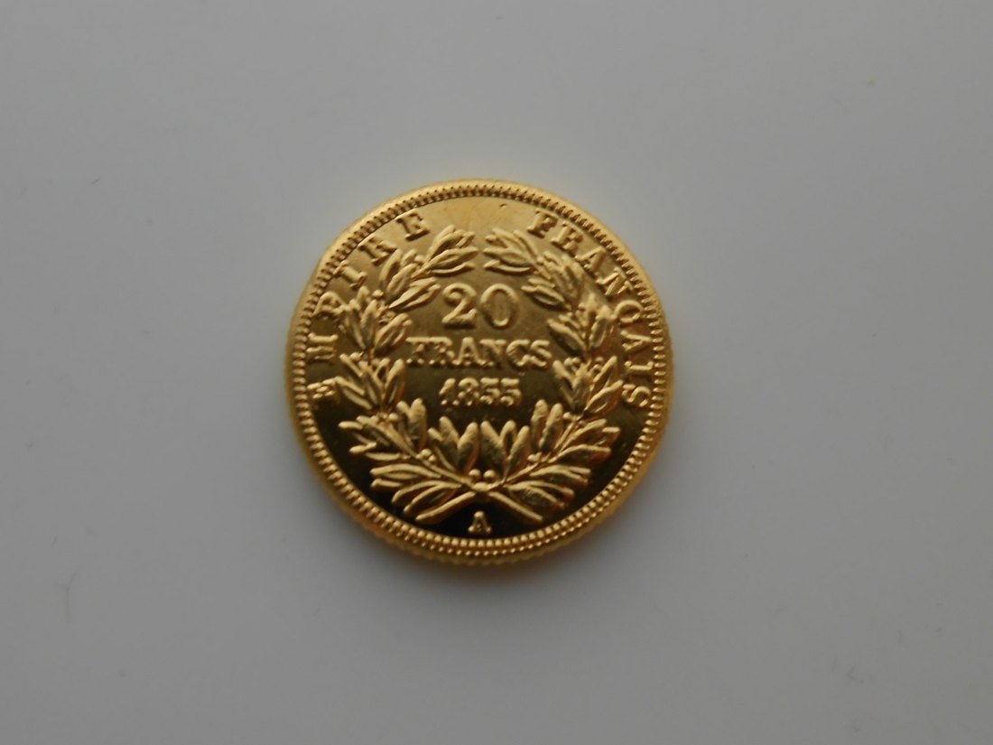  71.Frankreich 20 Francs 1855 A  Reproduktion vergoldet   