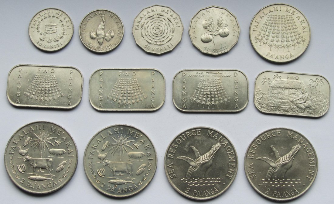  Tonga: Lot aus 13 FAO-Münzen   