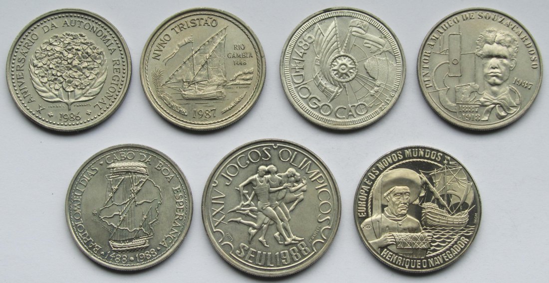  Portugal: Lot aus sieben Gedenkmünzen   
