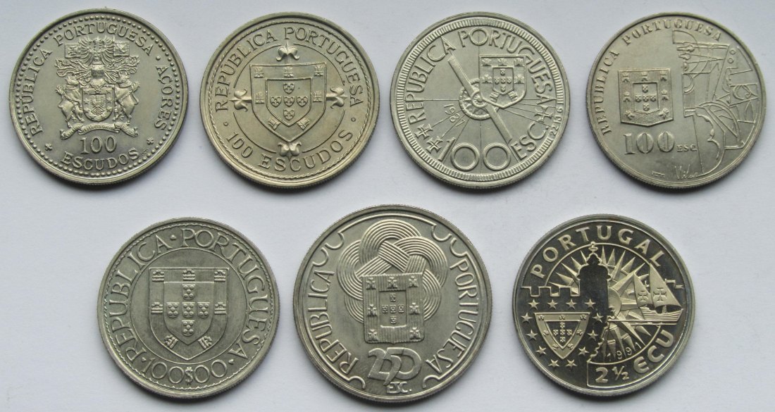  Portugal: Lot aus sieben Gedenkmünzen   