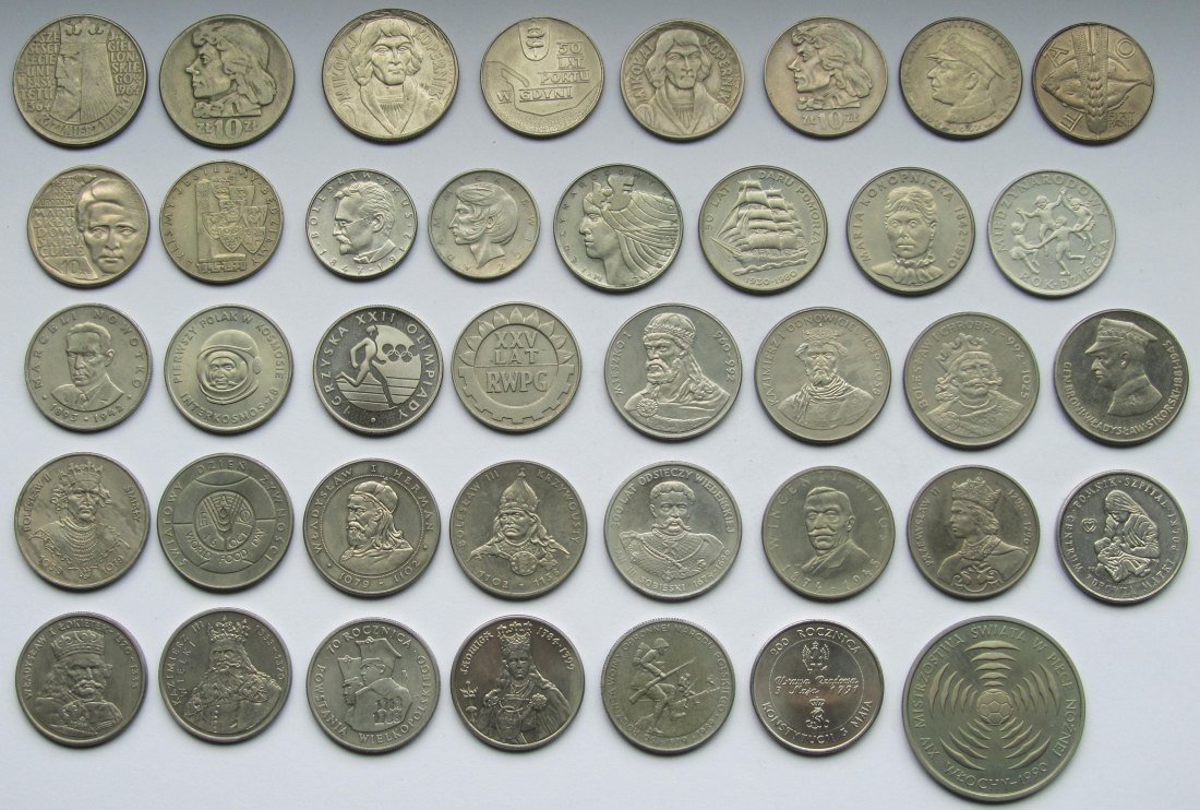  Polen: Lot aus 39 verschiedenen Kupfer-Nickel-Gedenkmünzen   