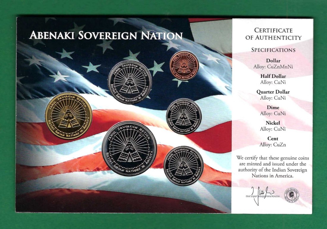  USA KMS Money of the Native American Nations 2018 Abenaki Goldankauf Koblenz Maurer AB 307   