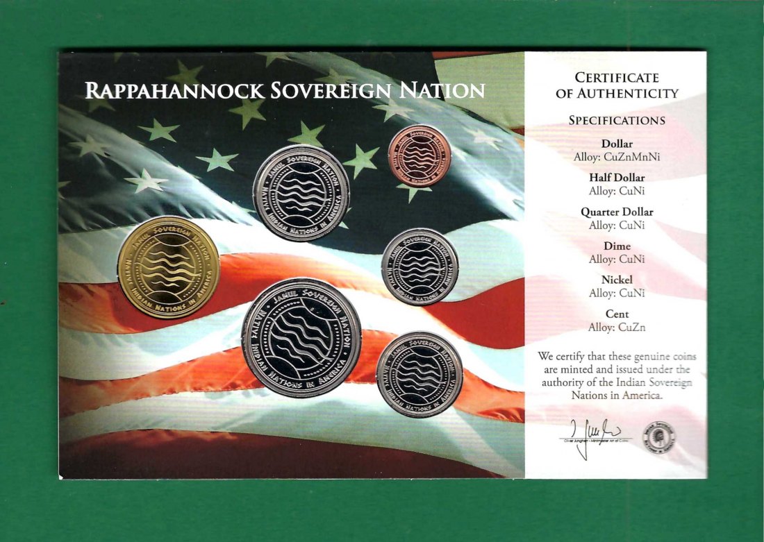  USA KMS Money of the Native American Nations 2021 Rappahannock Goldankauf Koblenz Maurer AB 309   