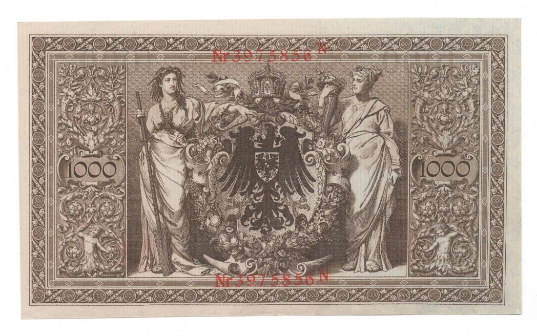  Ro. 45, 1000 Mark Reichsbanknote vom 21.04.1910,  318662C, kassenfrisch I   