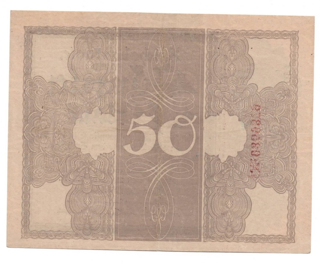  Ro. 56, 50 Mark Reichsbanknote von 1918, Trauerschein, 0359380, leicht gebrauchte Erhaltung II   