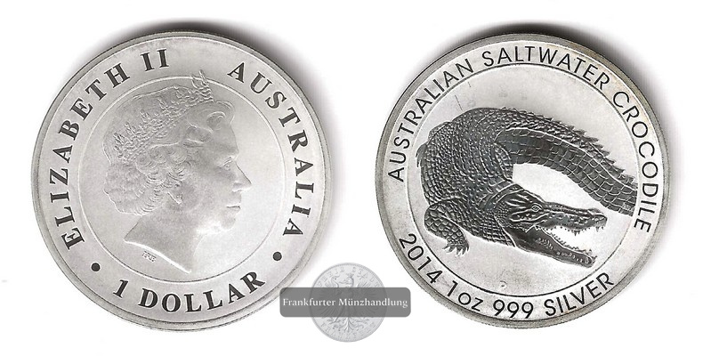  Australien  1 Dollar 2014  Saltwater Crocodile   FM-Frankfurt Feinsilber: 31,1g   