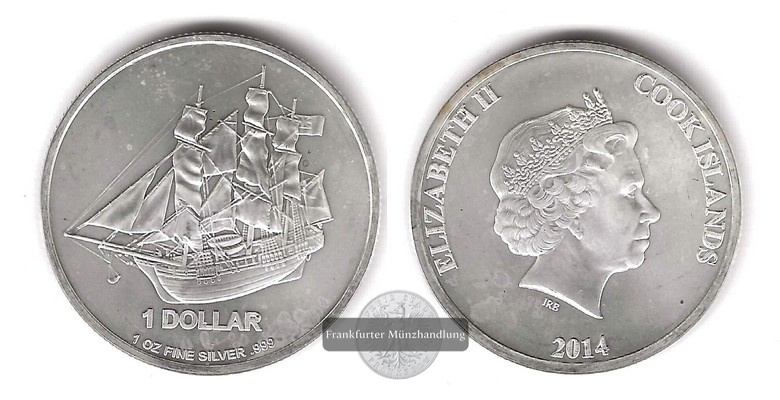  Cook Island   1 Dollar 2014 Endeavour   FM-Frankfurt  Feinsilber: 31,1g   