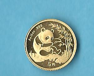  China Panda 5 Yuan 1994 1,56 Gr.999 ST AU Münzenankauf+Goldankauf Koblenz Frank Maurer AB291   