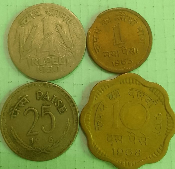  (13)..India 4 different  coins   