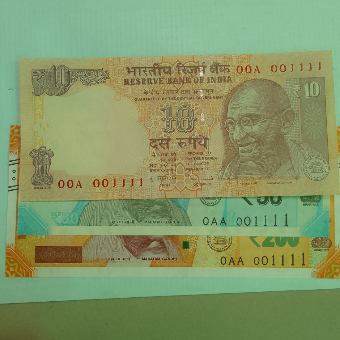  RARE...00A 001111 x 3..UNC india notes   