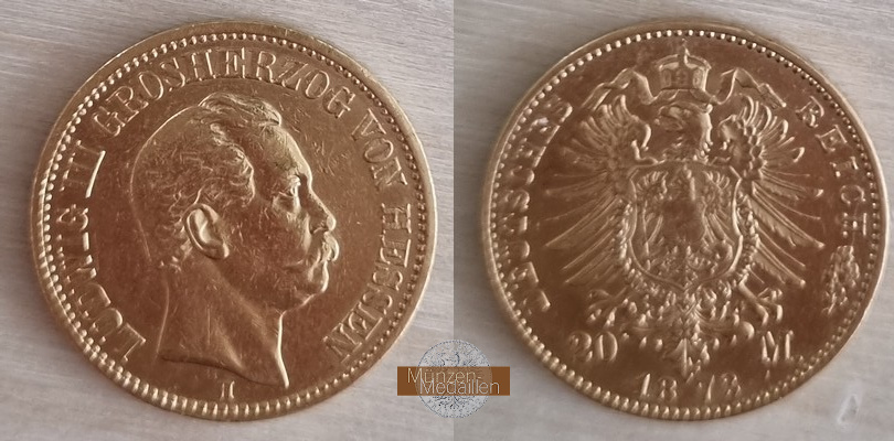 Hessen, Kaiserreich  20 Mark MM-Frankfurt Feingold: 7,17g Ludwig III. 1873 H 