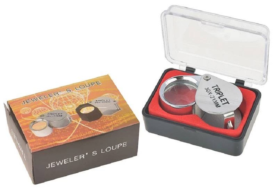  Klapplupe Taschenlupe Juwelierlupe 30fache Vergößerung Metall silberfarbig im Box   