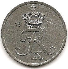  Dänemark 5 Ore 1964 #232   