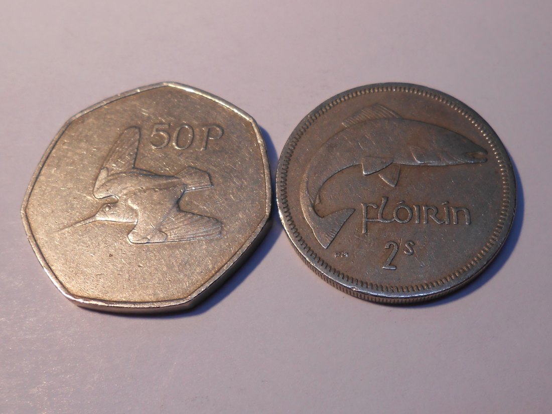  TK104 Irland 2er Lot, 1 Florin(2S) 1964 KM#15a / 50 Pence 1978 KM# 24   