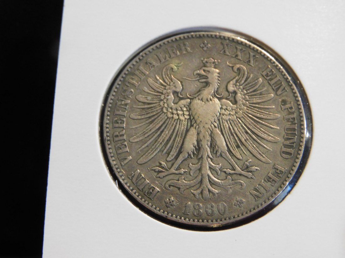  GERMANY 1 THALER 1860 FRANKFURT.GRADE-PLEASE SEE PHOTOS.   
