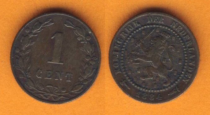  Niederlande 1 Cent 1884   