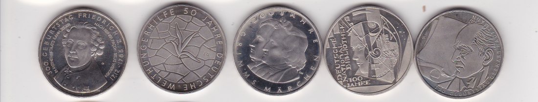  26 x 10 Euro 2011-2015 komplett,Silberausgabe, stempelglanz   