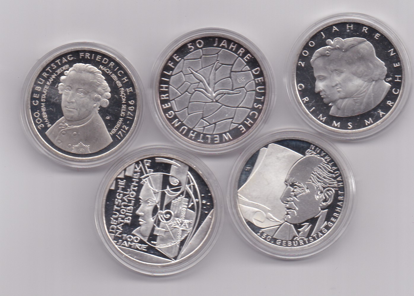 26 x 10 Euro 2011 - 2015 komplett, Silberausgaben, Polierte Platte   