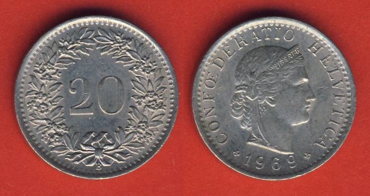  Schweiz 20 Rappen 1969 B   