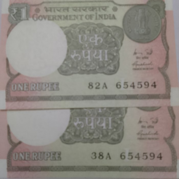  India  UNC  one Rupee pair 654592 x 2   