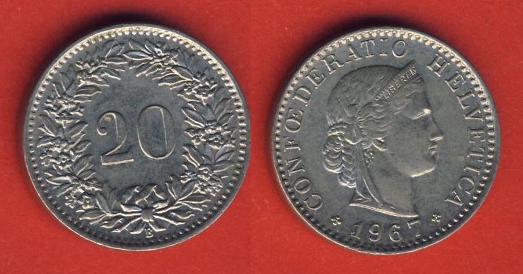  Schweiz 20 Rappen 1967 B   