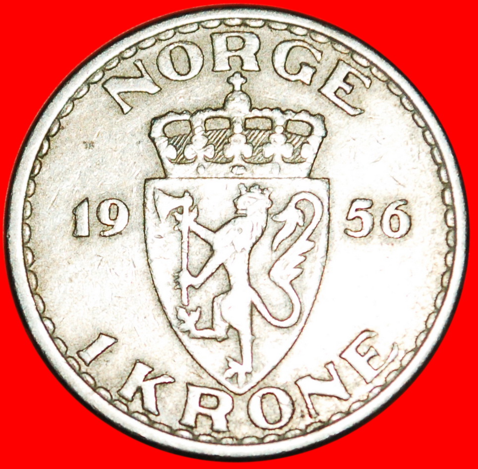  * LÖWE: NORWEGEN ★1 KRONE 1956! Haakon VII. (1905-1957) ★OHNE VORBEHALT!   