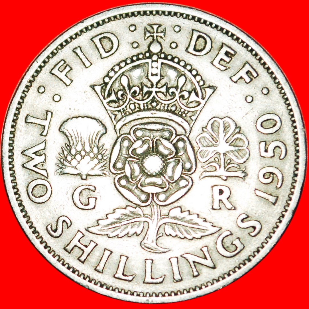 * LAST TYPE: GREAT BRITAIN ★ 2 SHILLINGS FLORIN 1950! GEORGE VI (1937-1952) ★LOW START ★ NO RESERVE!