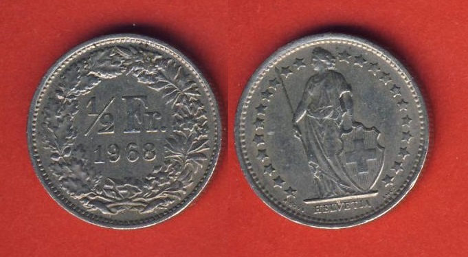  Schweiz 1/2 Franken 1968   