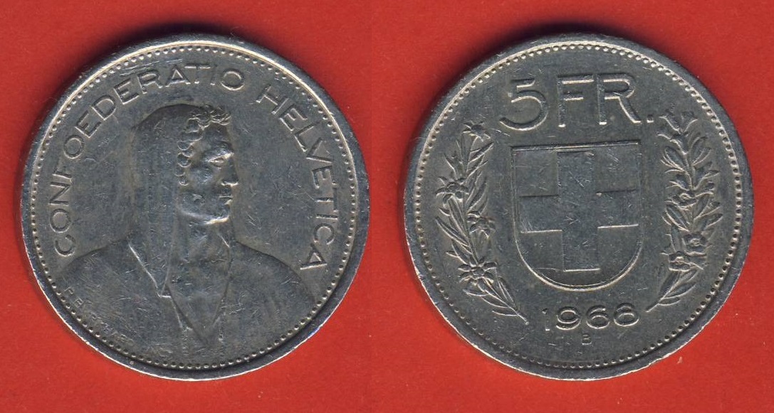  Schweiz 5 Franken 1968 B   