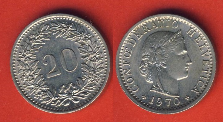  Schweiz 20 Rappen 1970   