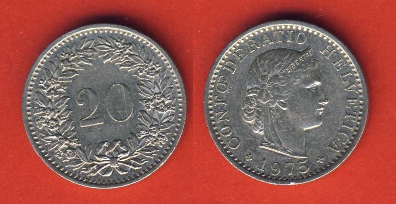  Schweiz 20 Rappen 1975   