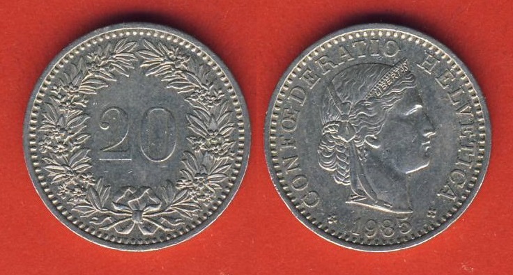  Schweiz 20 Rappen 1985   