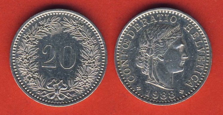  Schweiz 20 Rappen 1988 B   