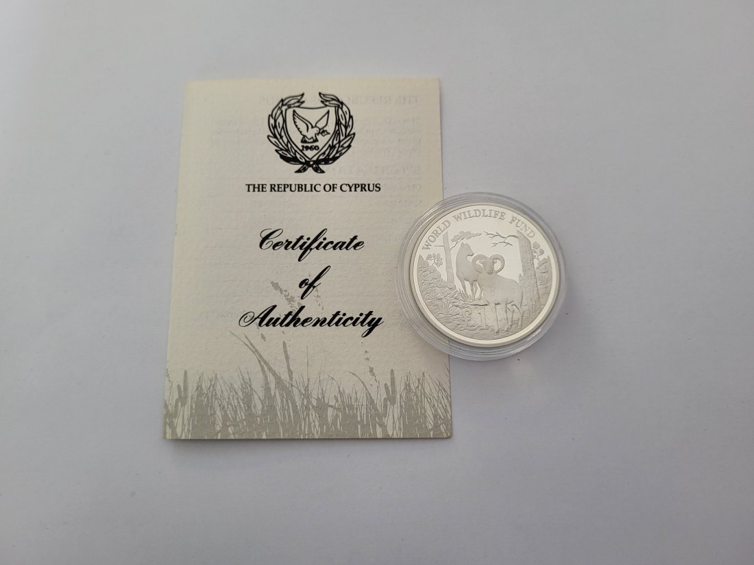  Silbermünze 1 Pfund 1986 Mouflon World Wildlife Fund 925/28,28g Zypern Spittalgold9800 (3469   