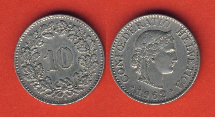  Schweiz 10 Rappen 1962 B   