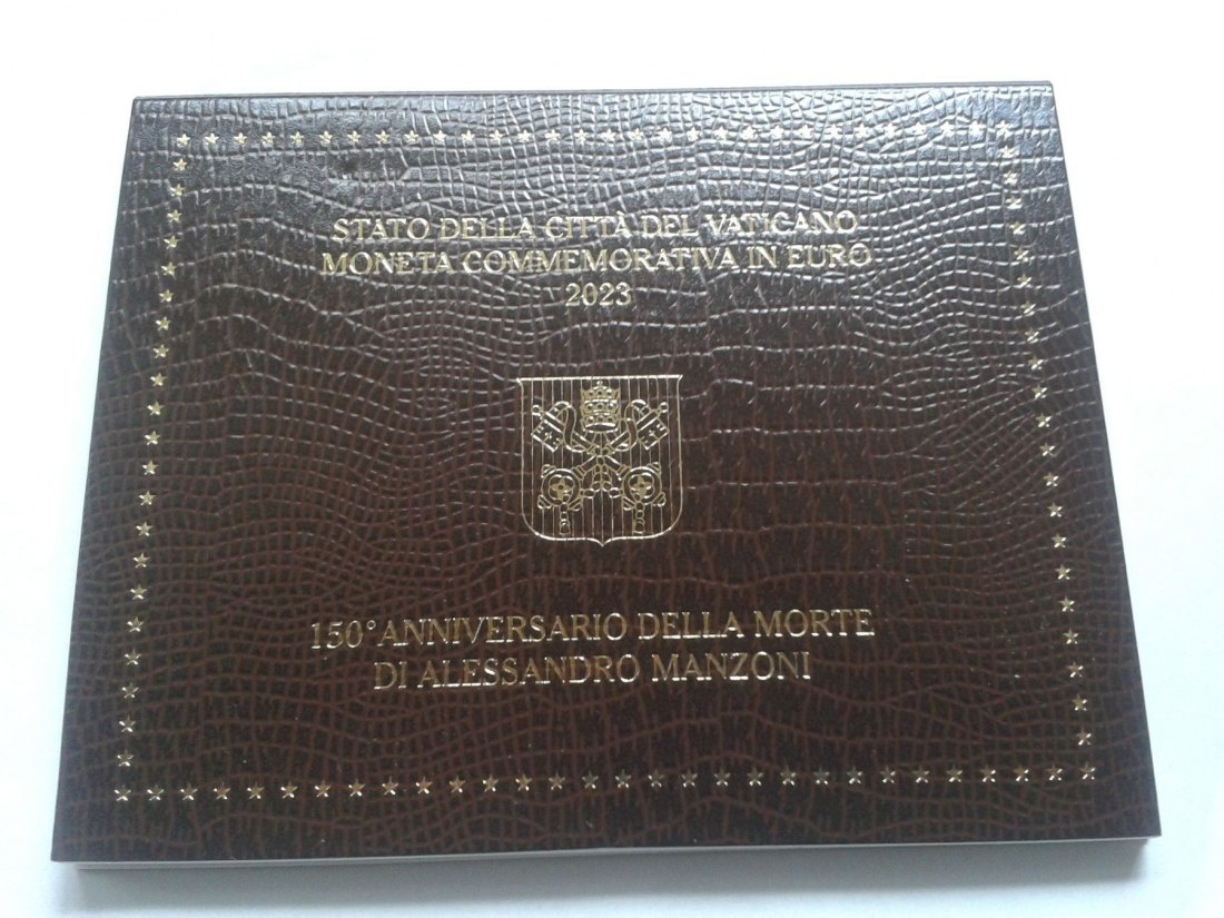  Original 2 euro 2023 Vatikan Manzoni im Folder/Blister 2 euro 2023 Manzoni im Klappfolder   