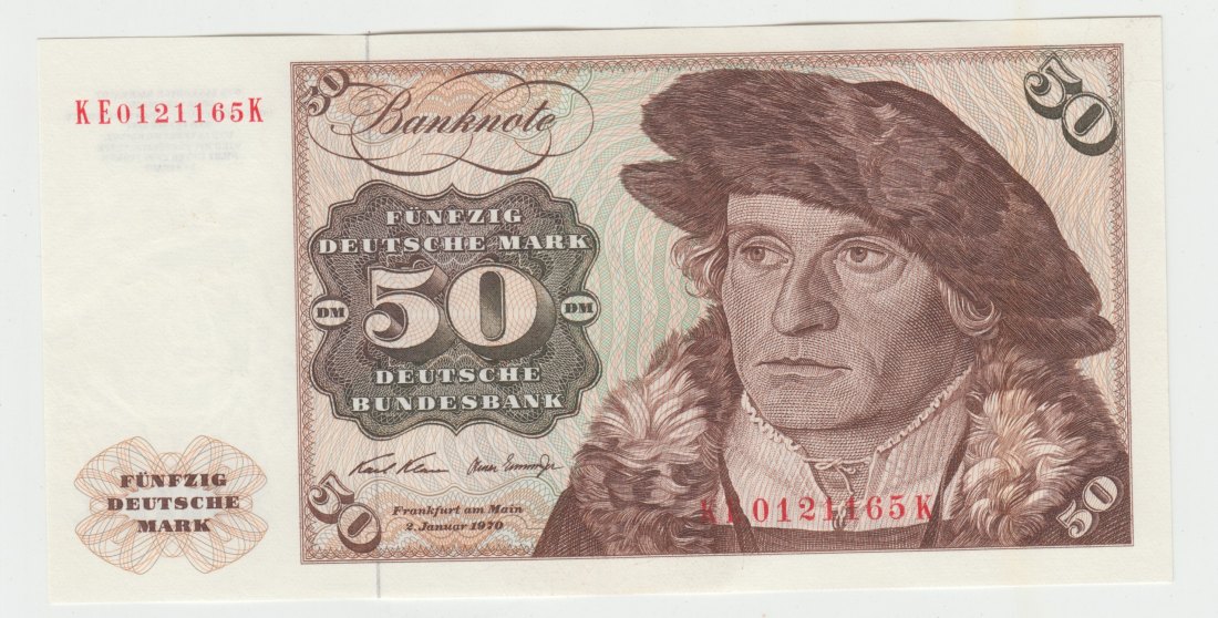  Ro. 272 b, 50 Deutsche Mark vom 02.01.1970, KE5189513X, kassenfrisch I   