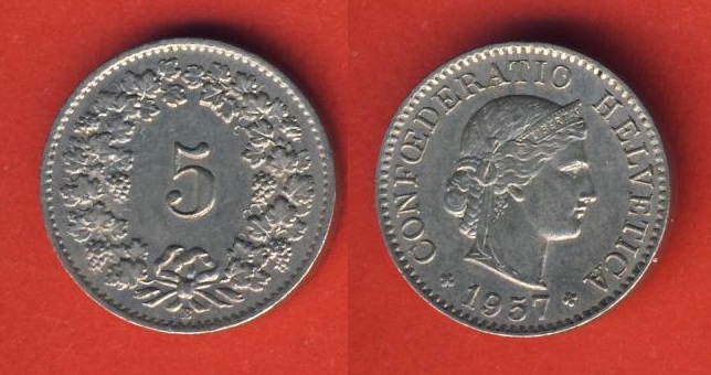  Schweiz 5 Rappen 1957 B   