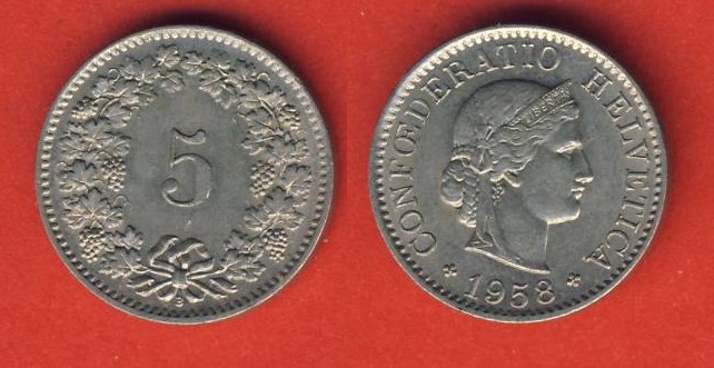  Schweiz 5 Rappen 1958 B   