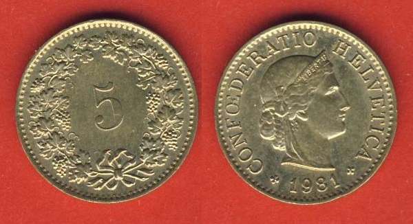  Schweiz 5 Rappen 1981   