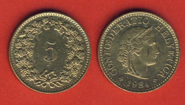  Schweiz 5 Rappen 1984   