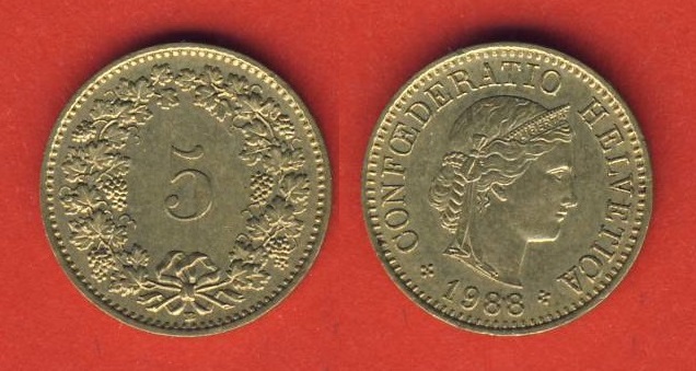  Schweiz 5 Rappen 1988 B   