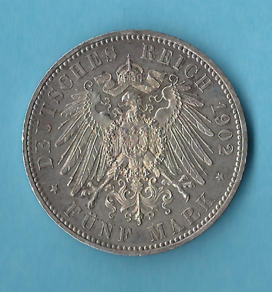  5 Mark Sachsen 1902 Top Exemplar PP Gold und Münzenankauf Koblenz Maurer AB422   