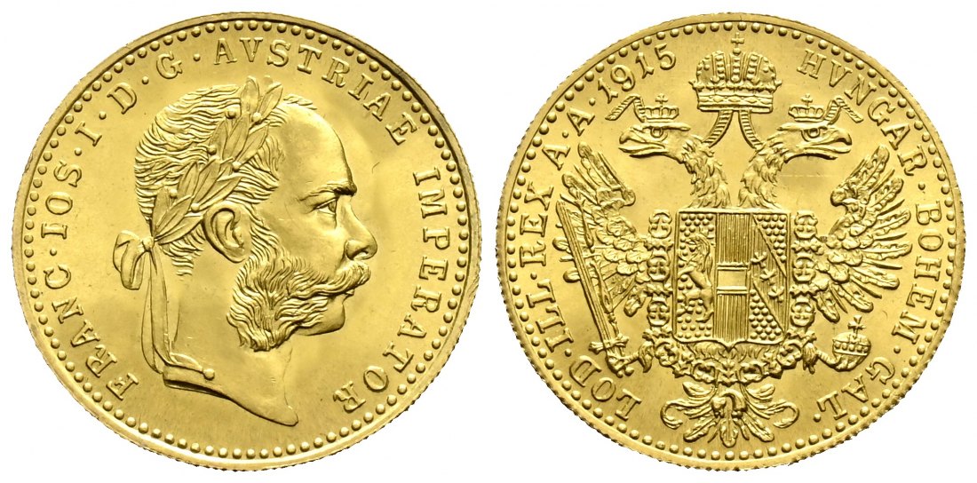 PEUS 1660 Österreich 3,44 g Feingold. Franz Joseph I. (1848 - 1916) 1 Dukat (off.NP) GOLD 1915 Stempelglanz