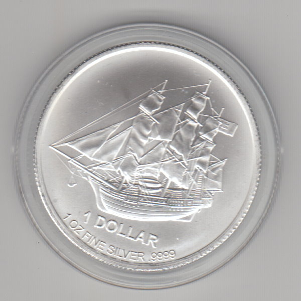  Cook Islands, 1 Dollar 2016, Typ I, Segelschiff Bounty, 1 unze oz Silber   
