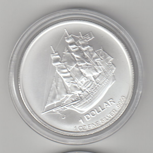  Cook Islands, 1 Dollar 2017, Typ I, Segelschiff Bounty, 1 unze oz Silber   