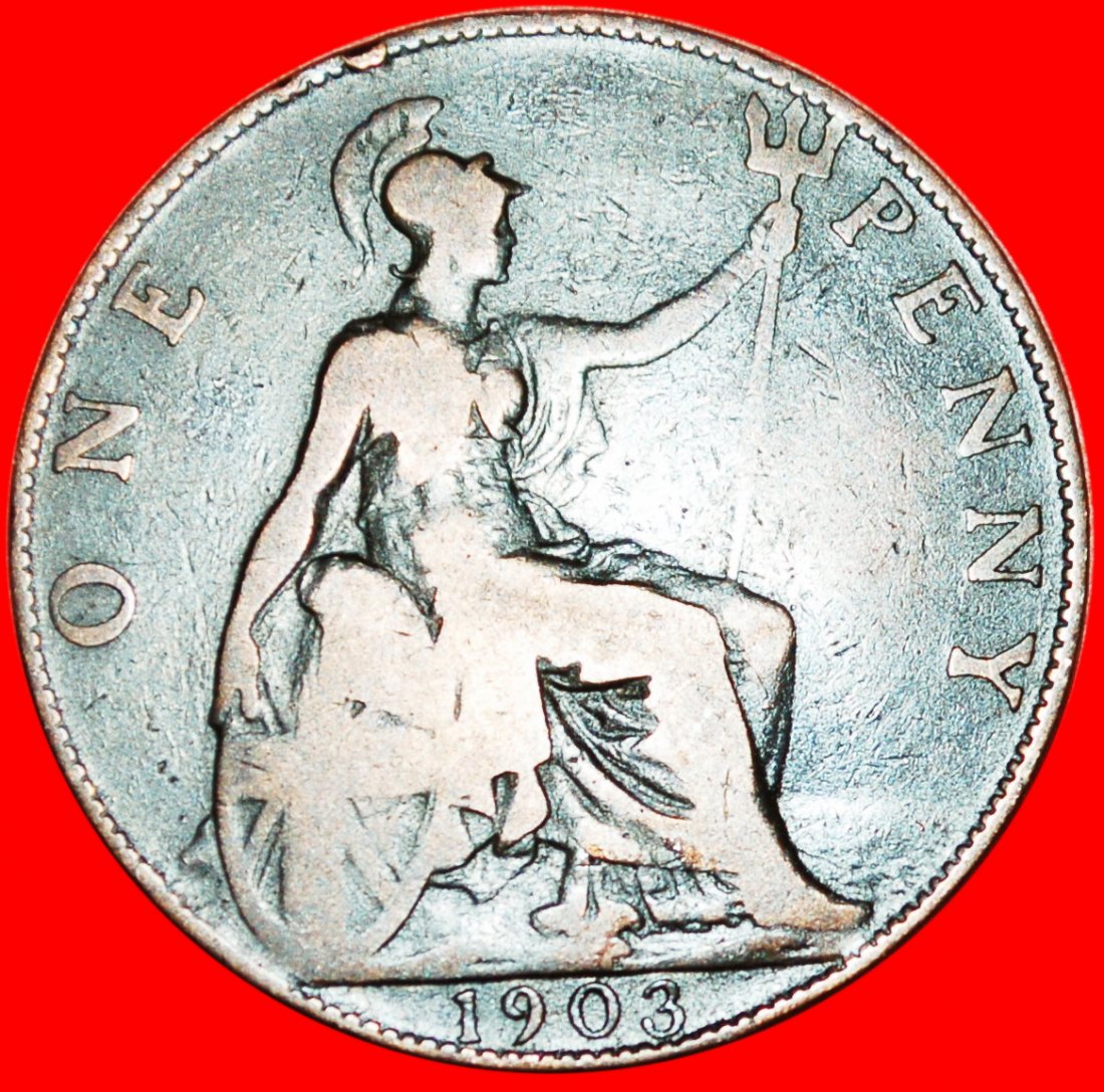  * MISTRESS OF SEAS: GREAT BRITAIN ★ 1 PENNY 1903! EDWARD VII (1902-1910) ★LOW START ★ NO RESERVE!   